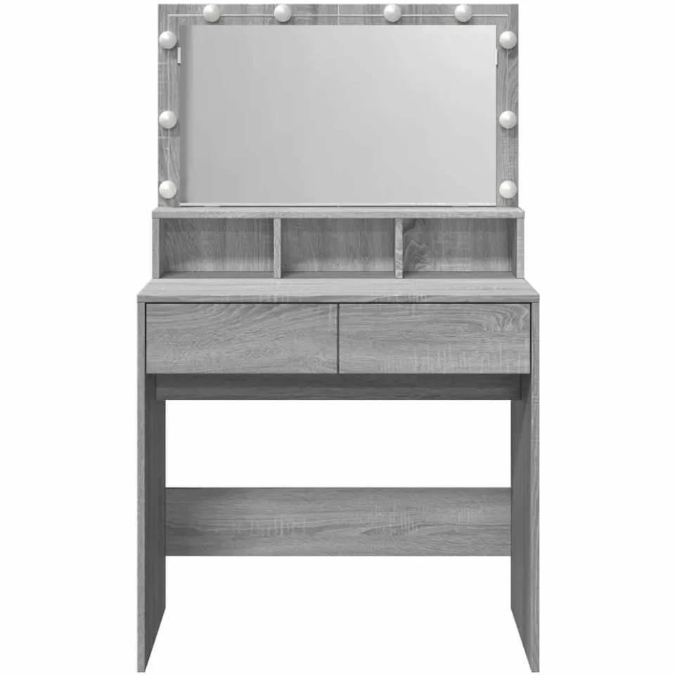 vidaXL Kaptafel met LED 80x41x134,5 cm grijs sonoma eikenkleurig, foto 4