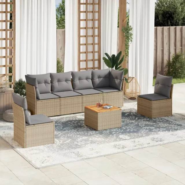 vidaXL Patio Sofa Set 6-zits Beige mix en grijs, foto 2