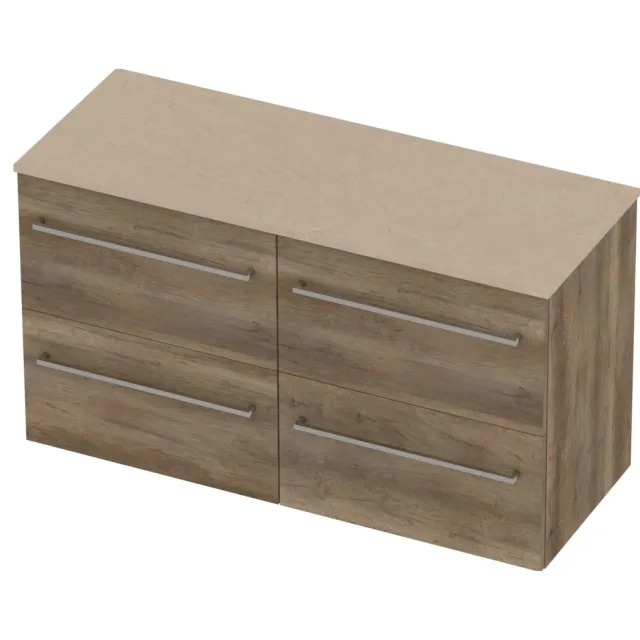 Basic-Line Deck 46 Badmeubelset Voor Grepen 120x46x66 cm D46ssdso2x60 Scotch Oak Sand Stone Beige
