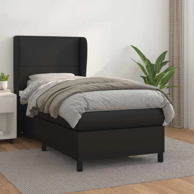 vidaXL Boxspring met matras kunstleer zwart 80x200 cm