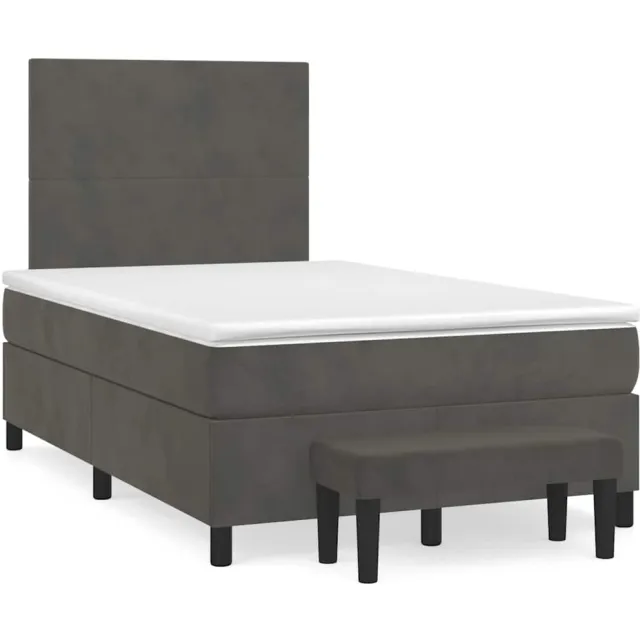 vidaXL Boxspring met matras fluweel donkergrijs 120x190 cm grijs
