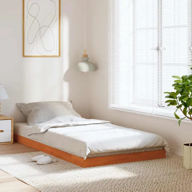 vidaXL Bedframe massief grenenhout wasbruin 100x200 cm