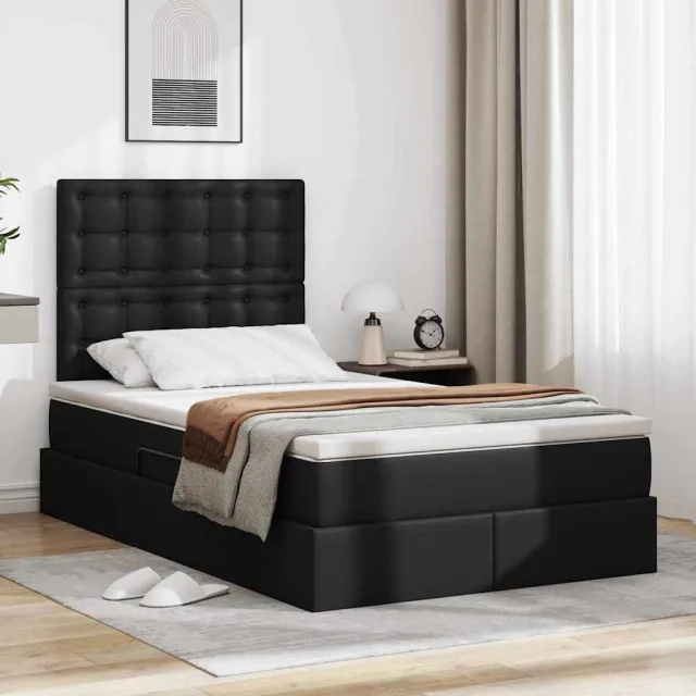 vidaXL Opslag bed met hoofdeinde Zwart 120 x 200 cm Nep Leer