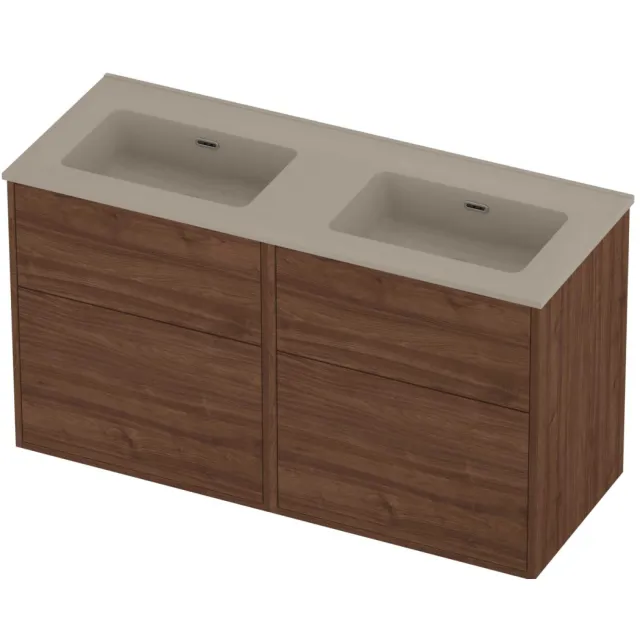 Proline Tribute Badmeubelset Porselein Zonder Gat 120x46x67 cm Mat Crème Cotton Indian Walnut Houtlook
