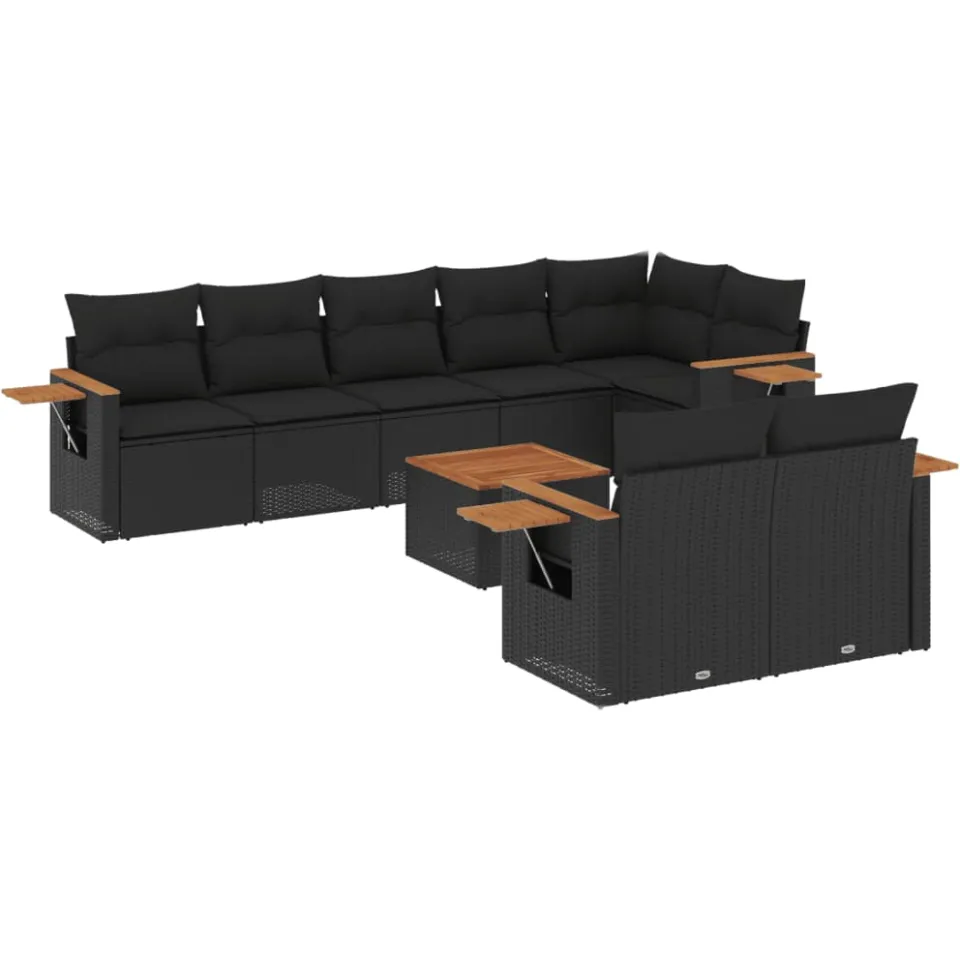 vidaXL Patio Sofa Set 9-zits Black, foto 3