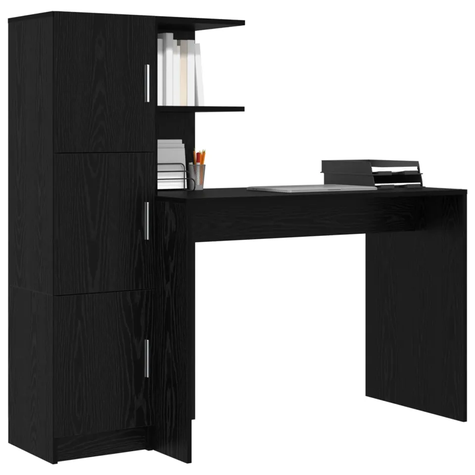 vidaXL Bureau Zwart Eiken 133.5 x 50 x 124 cm 2 st