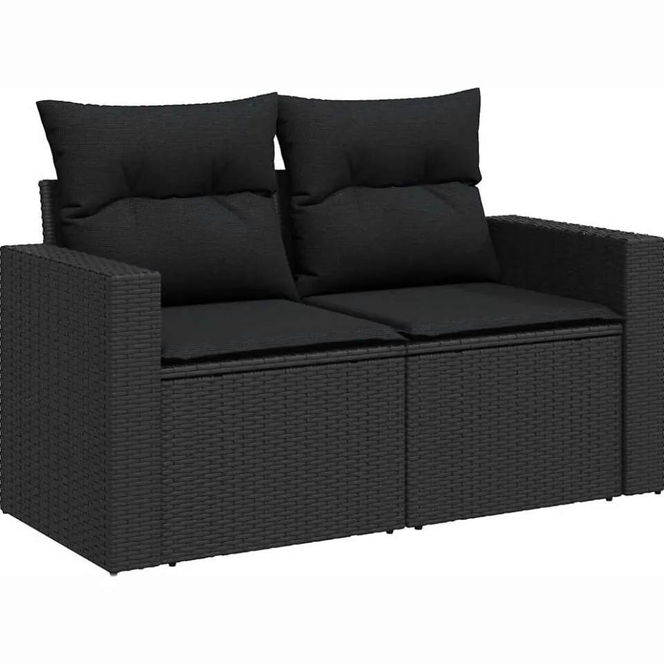 vidaXL 7-delige Loungeset met kussens poly rattan zwart, foto 4