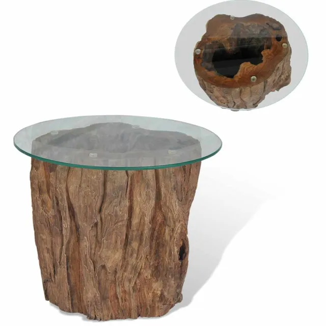 vidaXL Salontafel 50x40 cm teakhout en glas Bruin