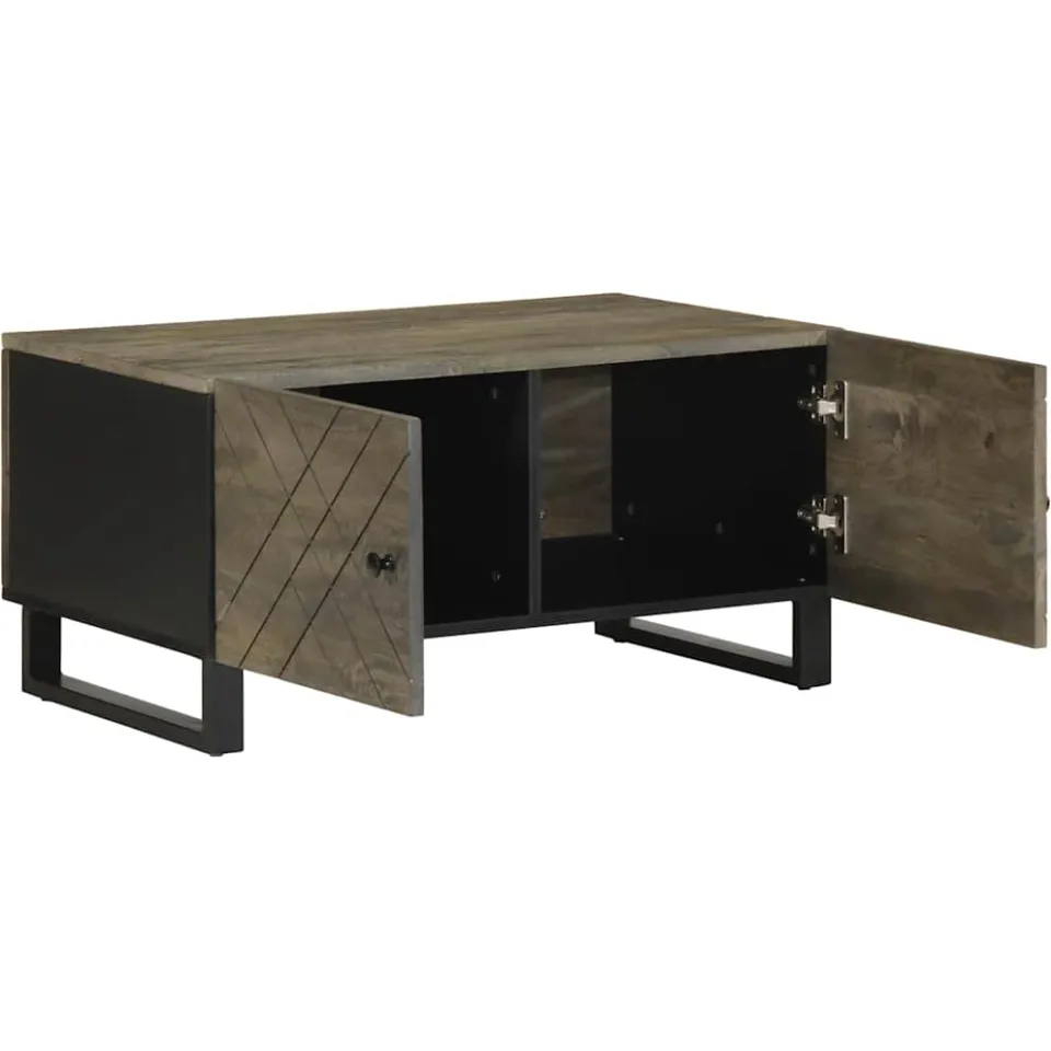 vidaXL Salontafel 80x50x40 cm massief mangohout zwart, foto 2