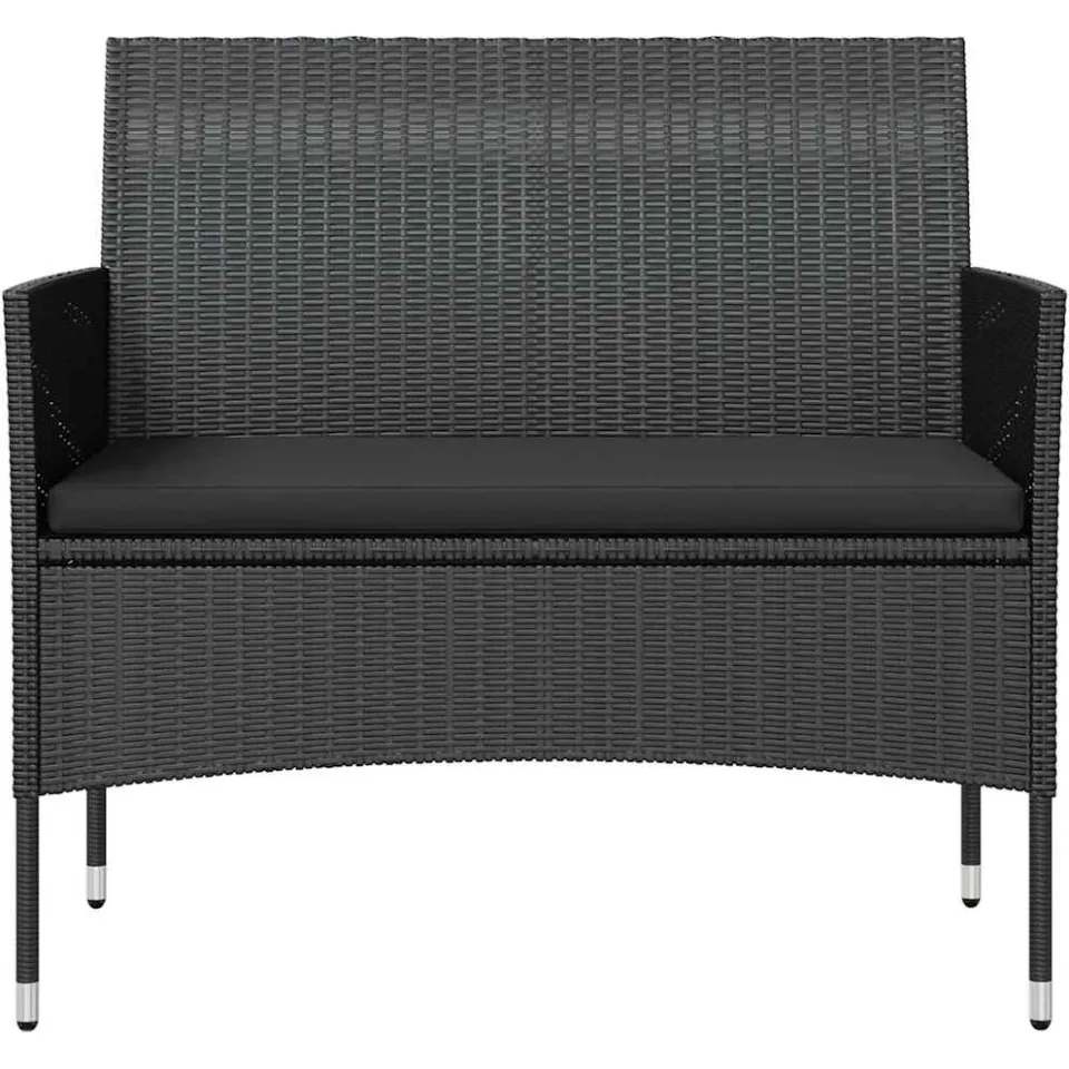 vidaXL 8-delige Loungeset met kussens poly rattan zwart, foto 4