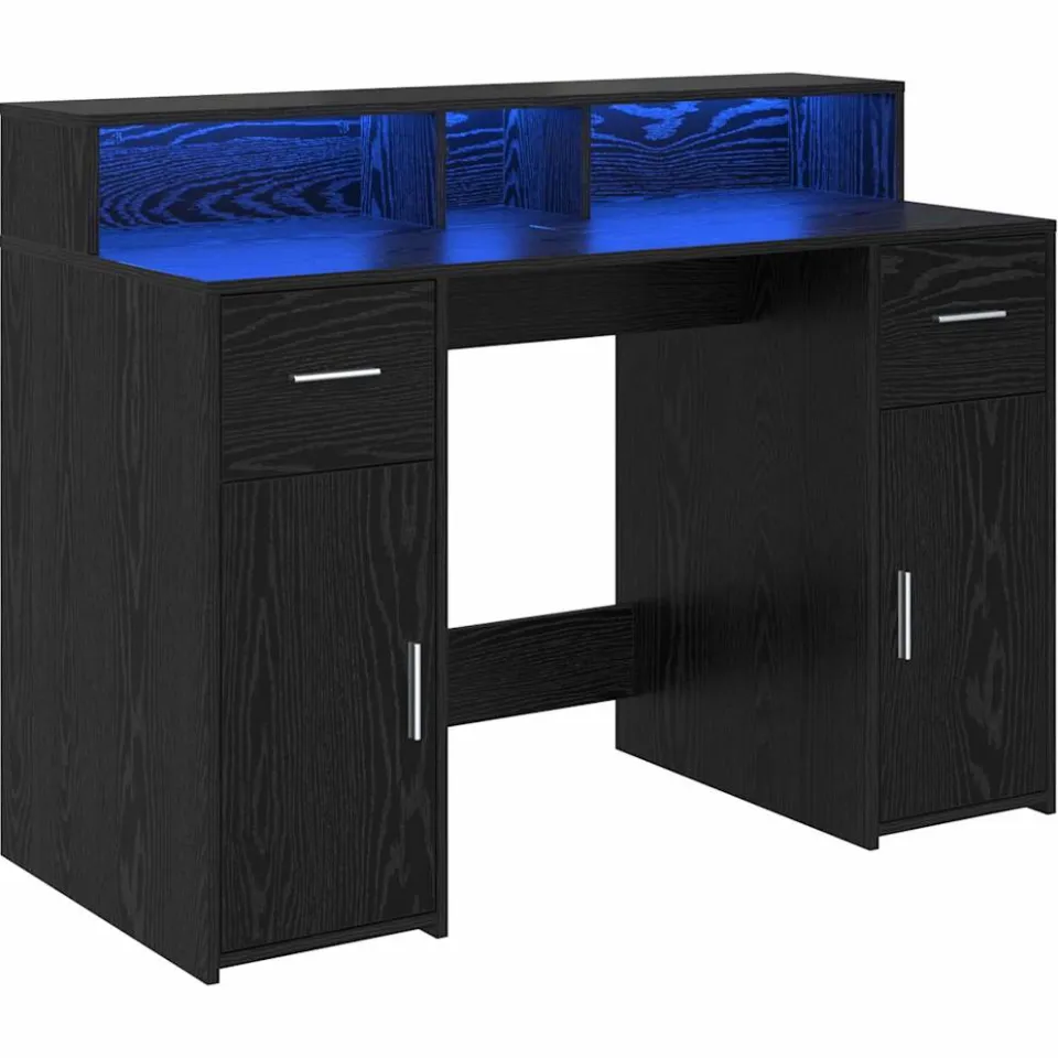 vidaXL Bureau Zwart eiken 120 x 55 x 91 cm Bewerkt hout