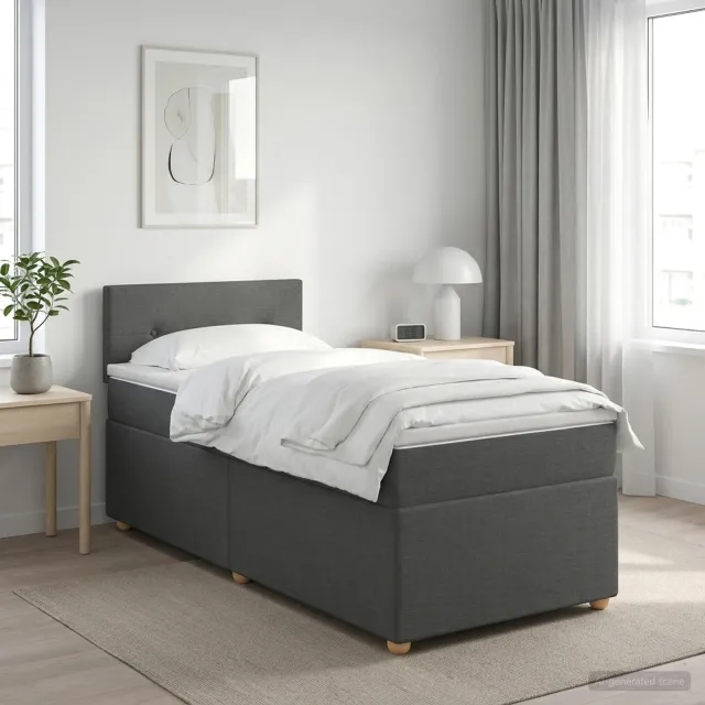 vidaXL Boxspringbed met matras Donkergrijs 90 x 200 cm Stof