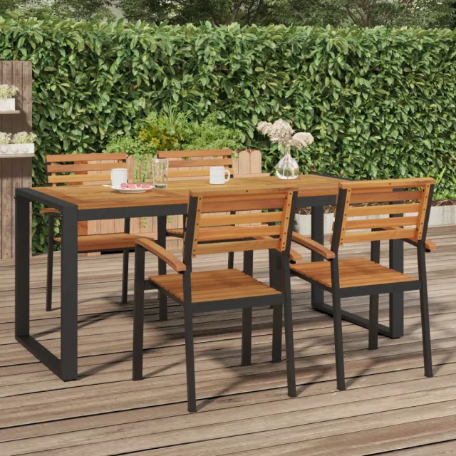 vidaXL Tuintafel met U-vormige poten 180x90x75 cm massief acaciahout bruin, foto 2