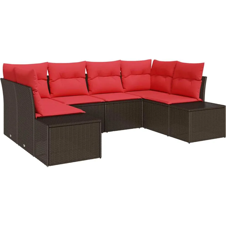 vidaXL Tuin Sofa Set 6 st Bruin poly rattan, foto 4