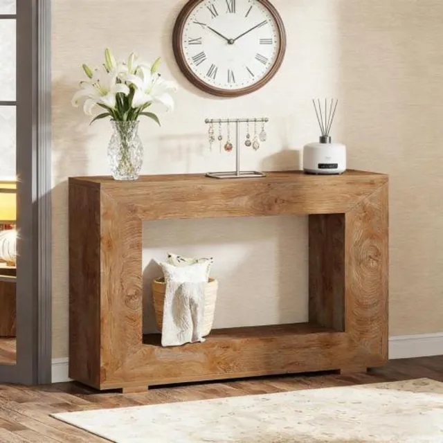 MODENUIT Consoletafel - Landelijk Ontwerp Met Opbergruimte - Voor Hal En Woonkamer - Bruine Spaanplaat - 120x30x83,5 Cm
