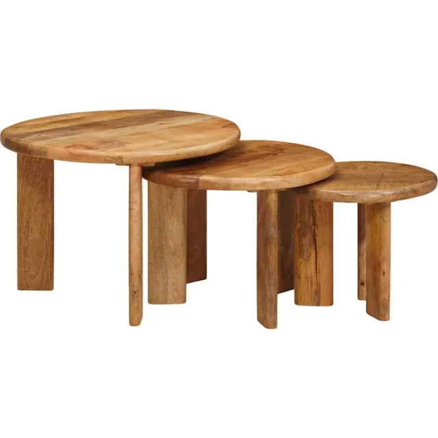 vidaXL Nest Koffietafels 3 st Bruin Ø 54 x 40 cm Massief Mango Hout