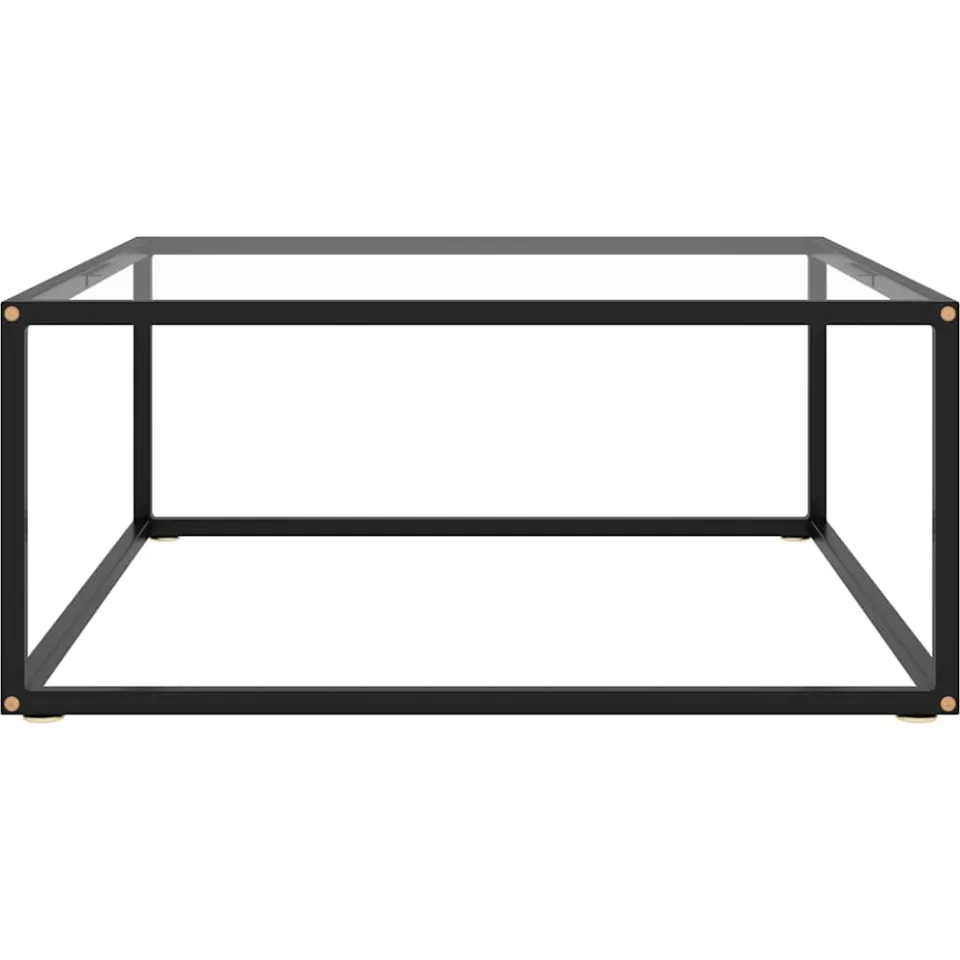 vidaXL Salontafel met gehard glas 80x80x35 cm zwart