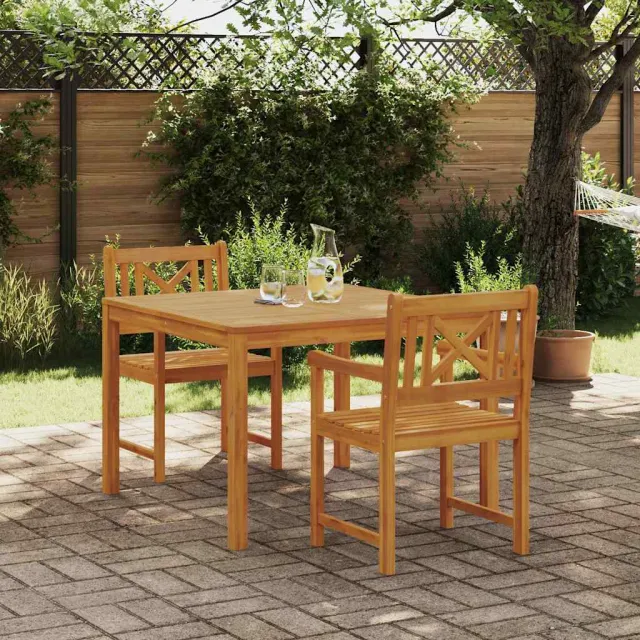 vidaXL Tuin eettafelset 3 st Bruin Massief acaciahout, foto 2