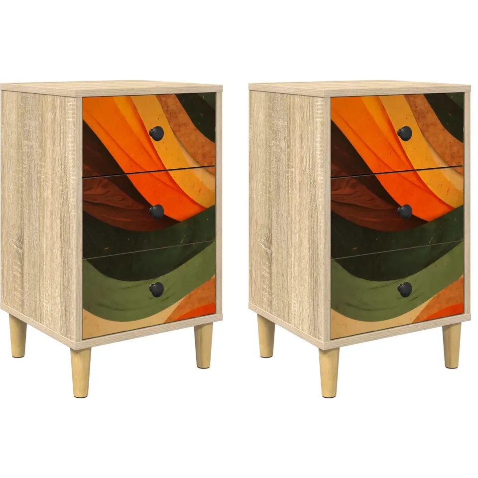 vidaXL Nachtkastje ZAANDAM 2 st Sonoma Eiken 36 x 33 x 60 cm Bruin