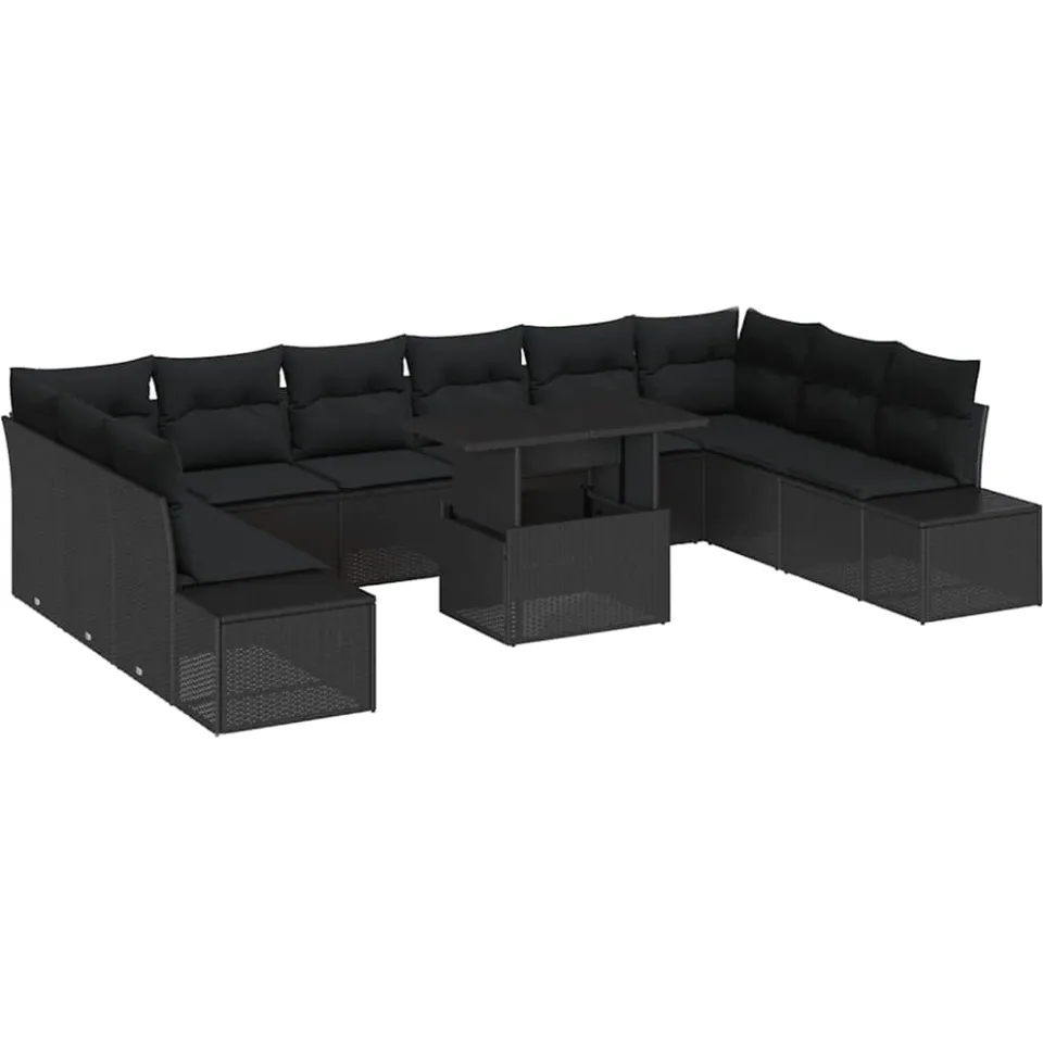 vidaXL Tuin Sofa Set 11 st Zwart poly rattan