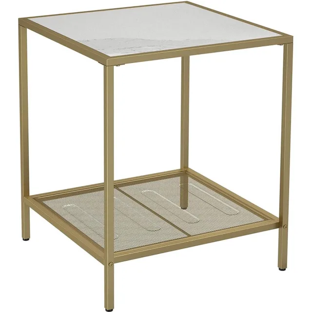 Nancy's Brighton Bijzettafel - Rechthoekige Glazen Tafel - Goud - 45,5 x 45,5 x 55 cm (L x B x H)