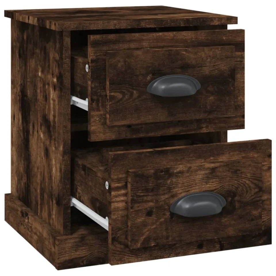vidaXL Nachtkastje 39x39x47,5 cm bewerkt hout gerookt eiken, foto 3