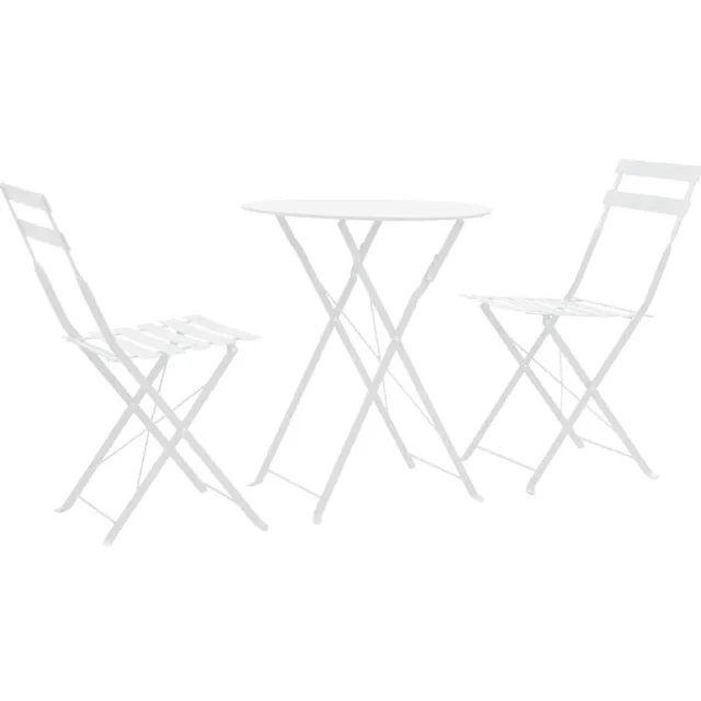 vidaXL 3-delige Bistroset staal wit