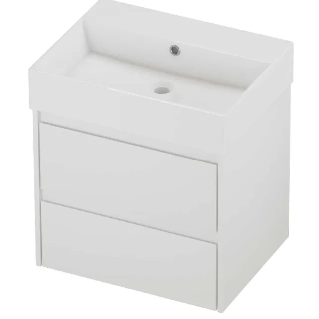Proline Zara Badmeubelset Porselein Loft Zonder Kraangat 60x46x65 cm Glans Wit Mat Wit
