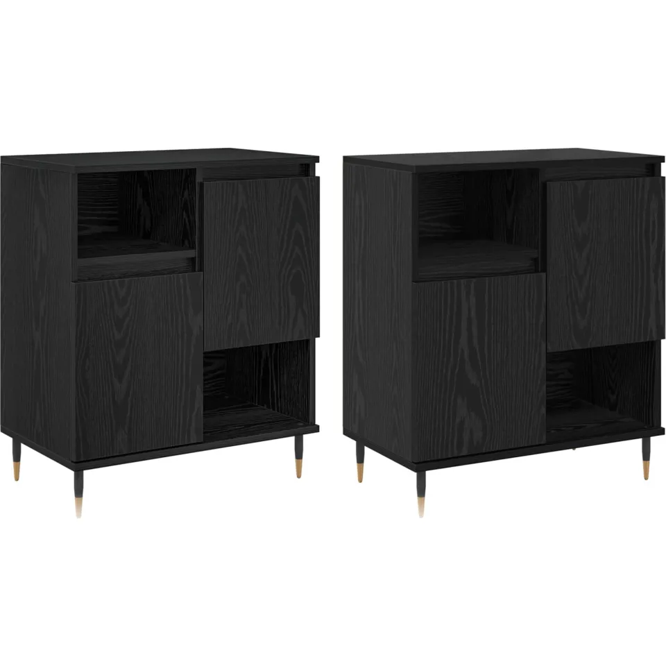 vidaXL Dressoirs 2 st Zwart eiken 60 x 35 x 70 cm, foto 3
