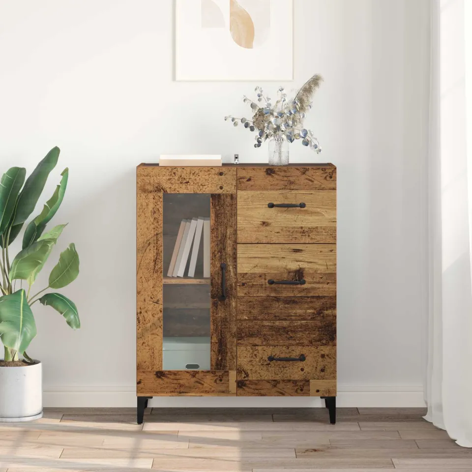 vidaXL Dressoir Oud Hout 69,5 x 34 x 90 cm Gemonteerd hout en ijzer bruin, foto 4