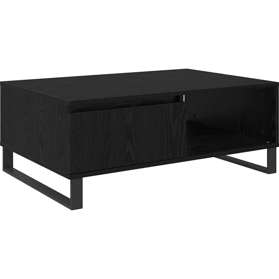 vidaXL Salontafel Zwart Eiken 90 x 60 x 35 cm Bewerkt hout, foto 3