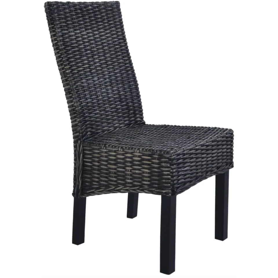 vidaXL Eetkamerstoelen 6 st kubu rattan en mangohout zwart, foto 3