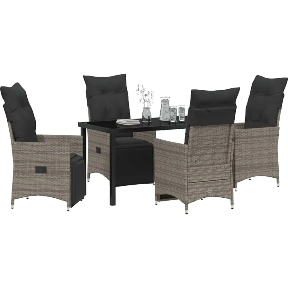 vidaXL Tuin eettafelset 5 st Grijs poly rattan