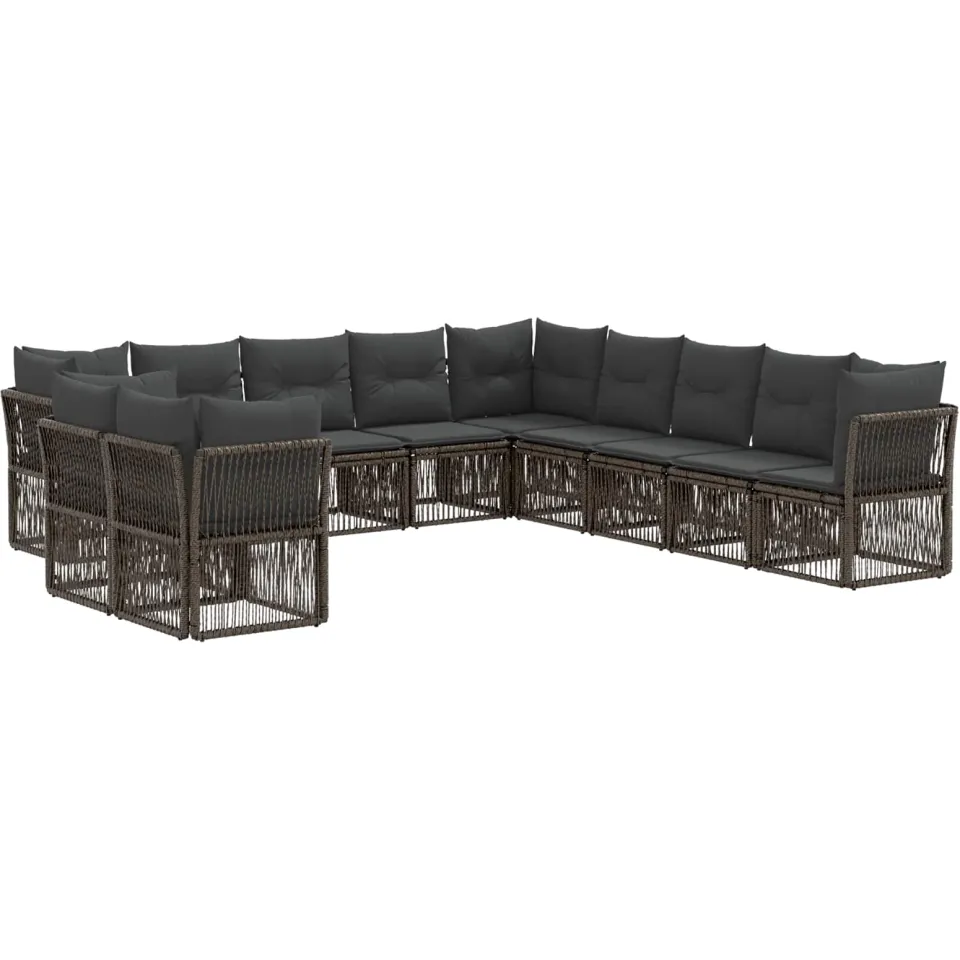 vidaXL Tuinbankenset 11 st 11-zits Grijs poly rattan, foto 3
