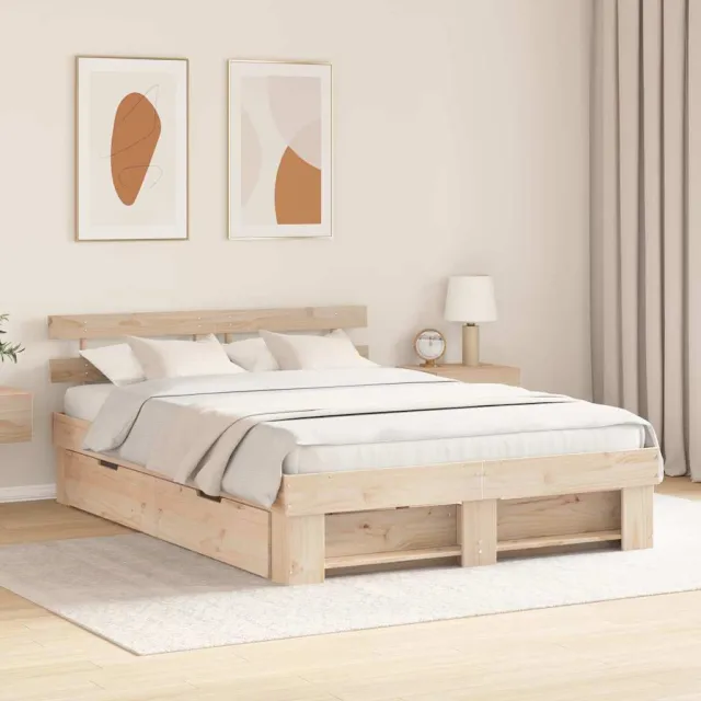vidaXL Bedframe met hoofdeinde Bruin 140 x 200 cm Massief grenenhout