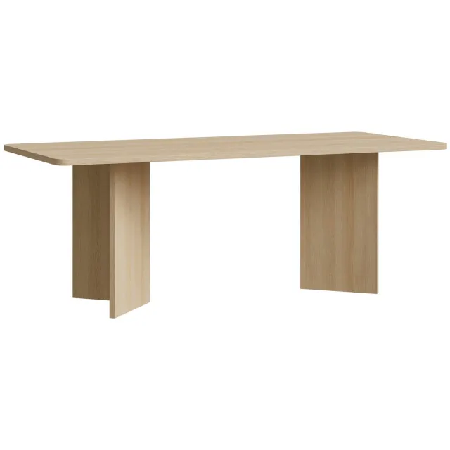 Selsey Qubeo – Eettafel 204×90 cm, rechthoekig met afgeronde hoeken en paneelpoten, houtlook eiken