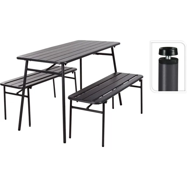 Pro Garden diningset 3-delig zwart grijs