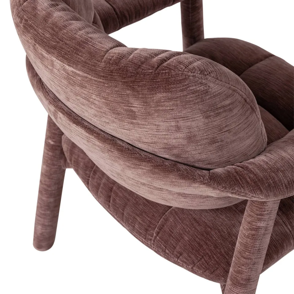 WOOOD Loom Fauteuil - Chenille - Structuur Oudroze - 81x72x73, foto 6