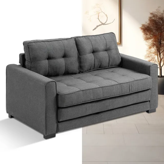 GranMaison Slaapbank - Uitklapbaar - Slaapstoel - Logeerbed - Zetelbed - Slaapfauteuil - Vouwbed - 2 persoons - Zeer comfortabel - Grijs Grijs-2