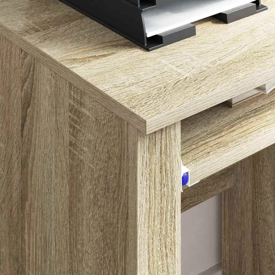 vidaXL Bureau met Wielen Sonoma Eiken 91 x 50 x 77 cm Bewerkt hout, foto 4