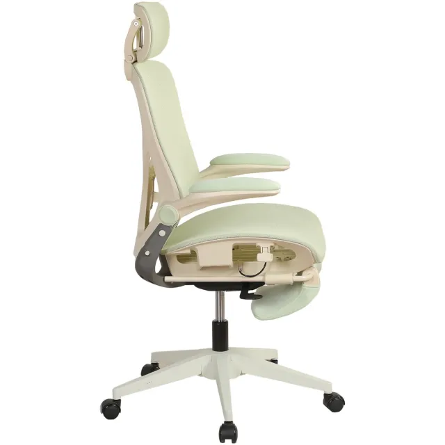 OKWISH Bureaustoel 129 cm - Ergonomisch, Opvouwbaar, Met 3D Hoofdsteun, Lendensteun En Voetensteun - Voor Werk, Studie En Spel - Mesh - Groen