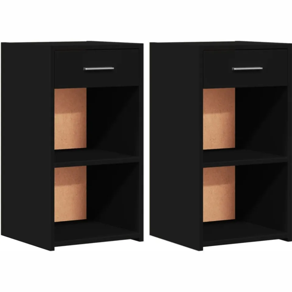 vidaXL Nachtkastjes 2 st 35x34x65 cm bewerkt hout zwart
