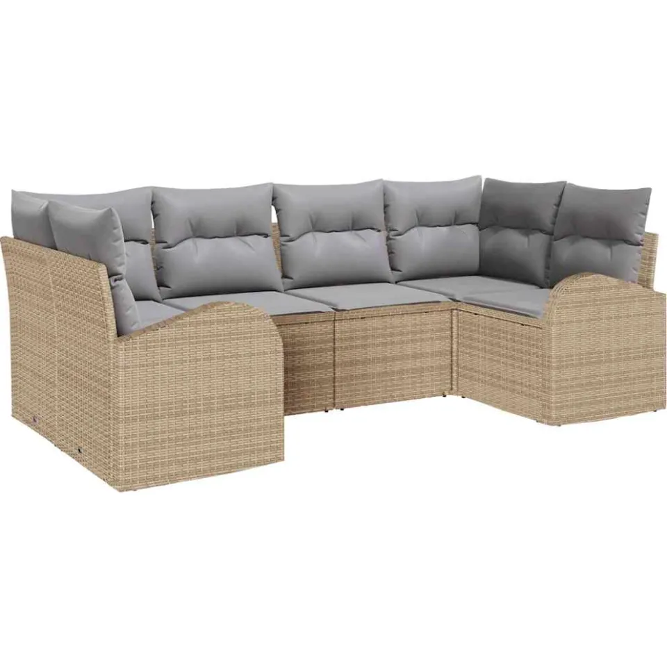 vidaXL Tuin Sofa Set 6 st 6-zits Beige poly rattan