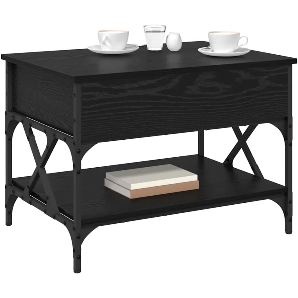 vidaXL Salontafel Zwart Eiken 70x50x50cm Bewerkt hout, foto 3