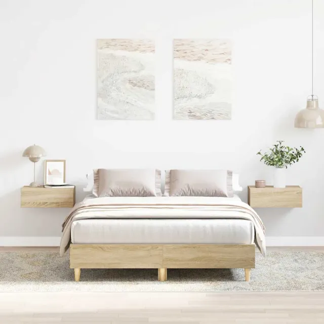 vidaXL Bedframe zonder matras 140x190cm spaanplaat sonoma eikenkleurig Bruin
