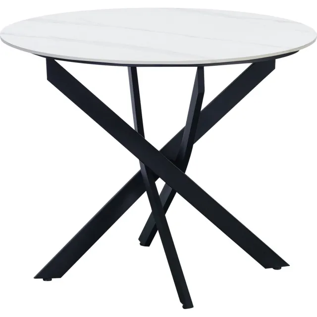 Bolt Edge Eettafel - Marmerlook - Wit - Rond - 4 Personen - Voor Binnen en Buiten