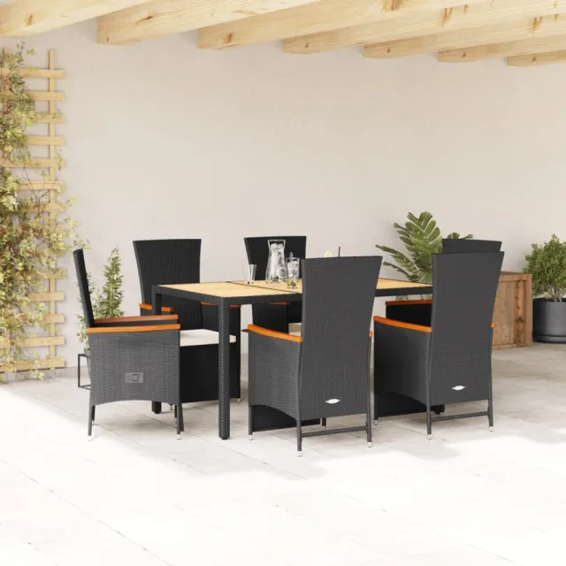 vidaXL 7-delige Tuinset met kussens poly rattan zwart, foto 2