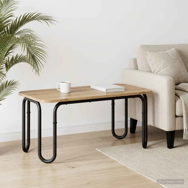 vidaXL Salontafel Artisanaal eiken 100 x 50 x 45 cm Bewerkt hout, foto 2