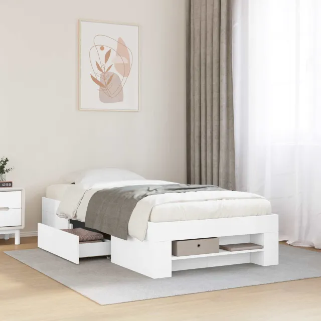vidaXL Bedframe met opslag met lade Wit 80 x 200 cm Bewerkt hout