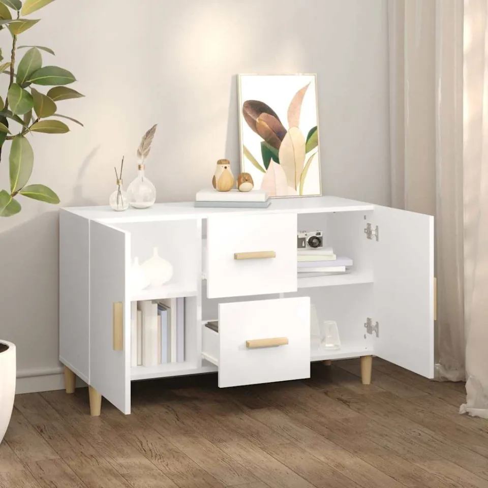 vidaXL Dressoir 100x36x60 cm bewerkt hout wit, foto 3
